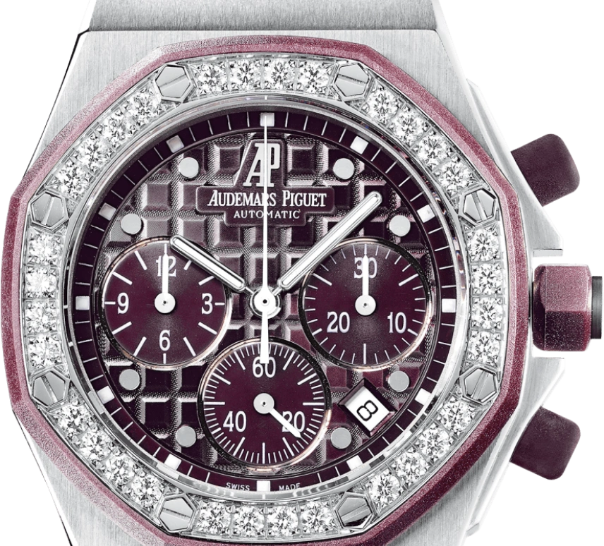Audemars Piguet,Royal Oak Offshore 37mm,37mm,Rubber,Stainless Steel,Purple,Automatic,Chronograph,Day,26048SK,26048SK.ZZ.D066CA.01