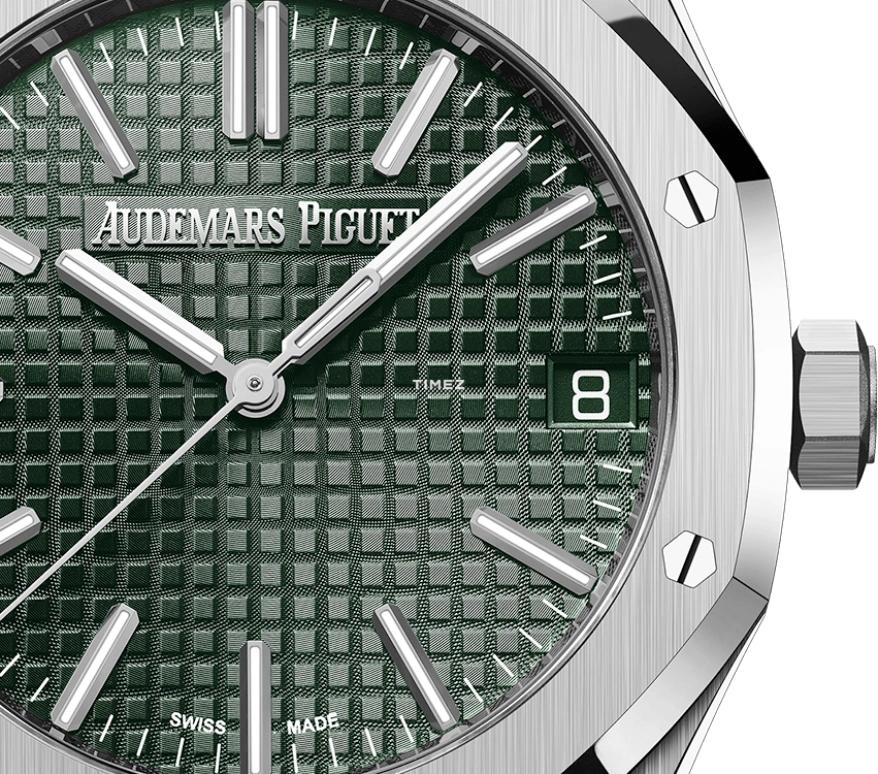 Audemars Piguet,Royal Oak 41mm,41mm,Stainless Steel,Green,Automatic,Day,70hours,15510ST,15510ST.OO.1320ST.09