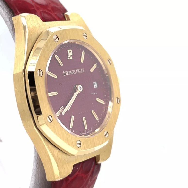 Audemars Piguet,Royal Oak 28mm,28mm,Yellow Gold,Red,Quartz,Day,Sapphire,77151BA Red