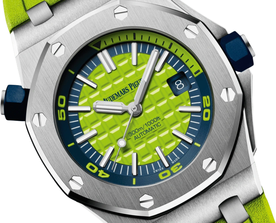 Audemars Piguet,Royal Oak Offshore 42mm,42mm,Stainless Steel,Green,Blue,Automatic,Day,60hours,James Harden,Yu Qian,15710ST,15710ST.OO.A038CA.01