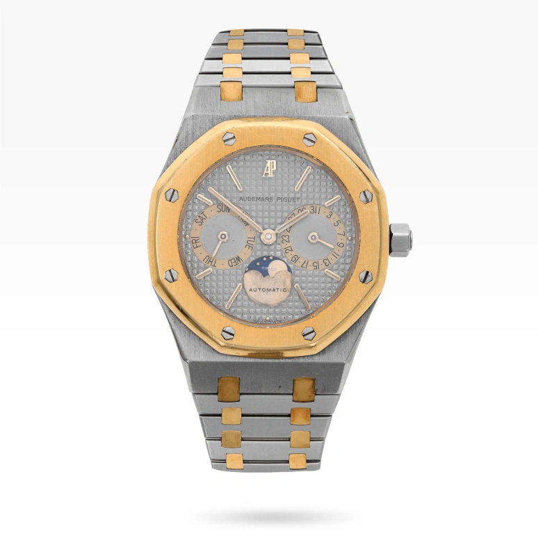 Audemars Piguet,Royal Oak 36mm,36mm,Stainless Steel,Yellow Gold,Grey,Automatic,Moonphase,Date,Day,25594SA