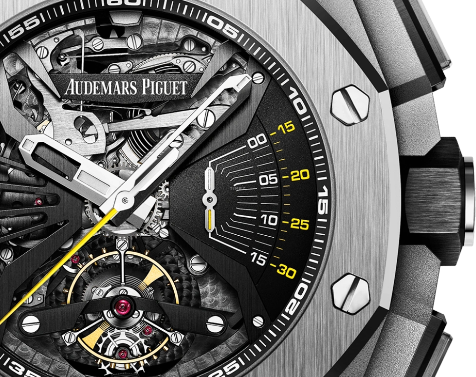 Audemars Piguet,Royal Oak Concept 44mm,44mm,Titanium,Ceramic,Skeleton,Black,Handwound,Chronograph,Tourbillon,Minute Repeater,26577TI,26577TI.OO.D002CA.01