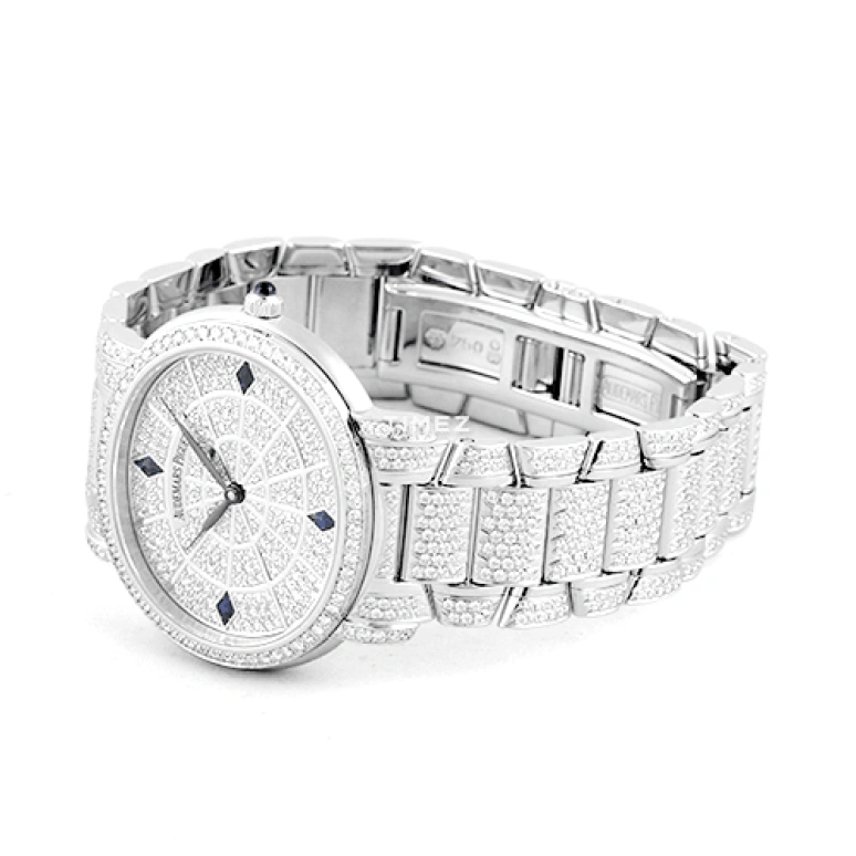 Audemars Piguet,Millenary 32.80mm,32.80mm,White Gold,Silver,Automatic,Sapphire,Crystal Glass,Round,15107BC,15107BC.ZZ.1137BC.01