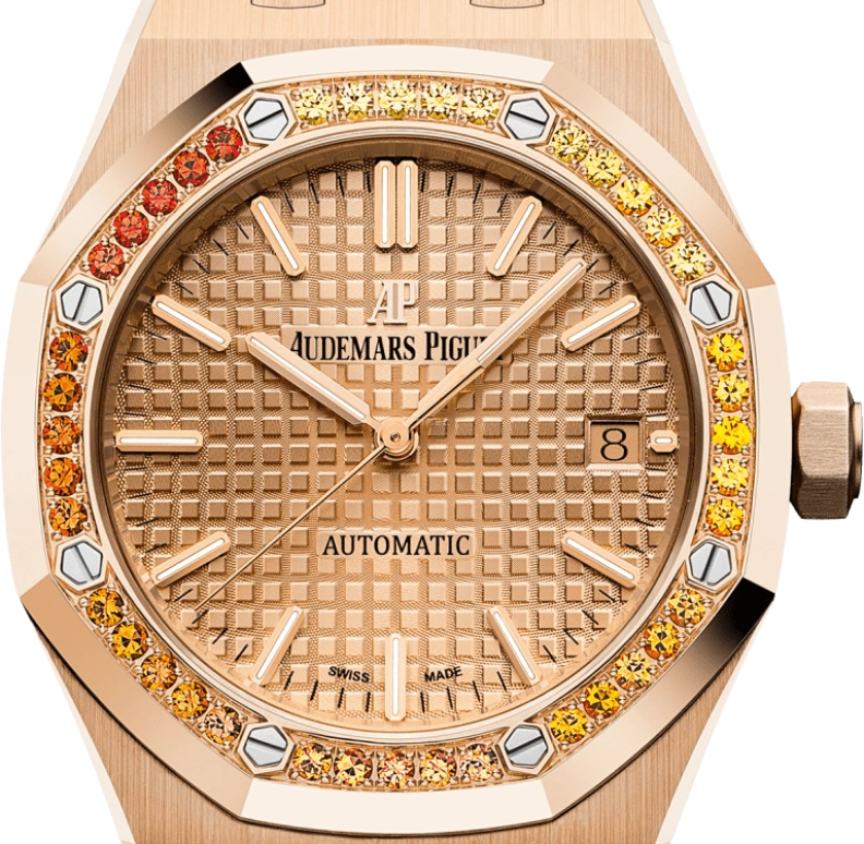 Audemars Piguet,Royal Oak 37mm,37mm,Pink Gold,Pink,Automatic,Day,60hours,15451OR,15451OR.YY.1256OR.01
