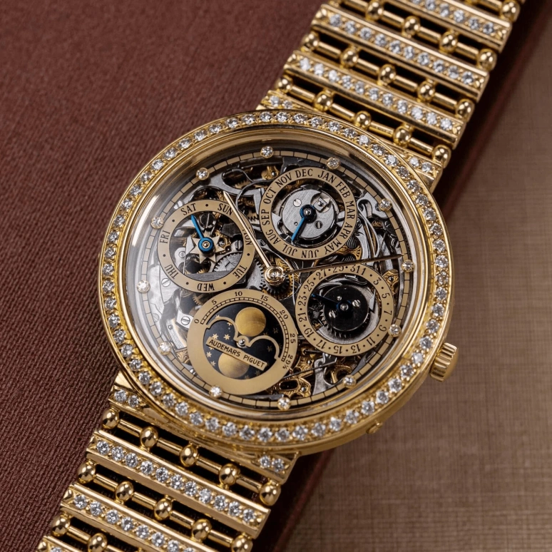 Audemars Piguet,Other 36mm,36mm,Yellow Gold,Skeleton,Automatic,Moonphase,Perpetual Calendar,Month,Date,40hours,In-house Caliber,5582BA