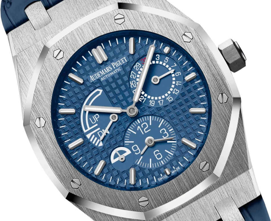 Audemars Piguet,Royal Oak 39mm,39mm,Stainless Steel,Blue,Automatic,Day,Power Reserve Indicator,Dule Time,26124ST,26124ST.OO.D018CR.01