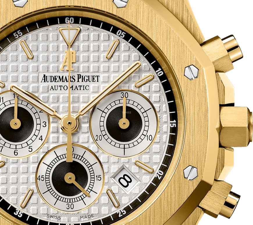 Audemars Piguet,Royal Oak 39mm,39mm,Yellow Gold,Silver,White,Black,Automatic,Chronograph,Day,26022BA,26022BA.OO.D098CR.01