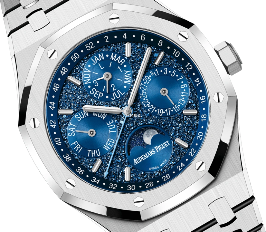 Audemars Piguet,Royal Oak 41mm,41mm,White Gold,Blue,Automatic,Moonphase,Perpetual Calendar,Leap Year,Month,40hours,In-house Caliber,John Mayer,Ed Sheeran,Luke Combs,26574BC,26574BC.OO.1220BC.02