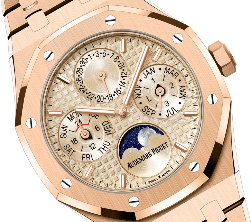 Audemars Piguet,Royal Oak 38mm,38mm,Rose Gold,Beige,Automatic,Moonphase,Perpetual Calendar,Leap Year,Month,55hours,In-house Caliber,26684OR,26684OR.OO.1356OR.01
