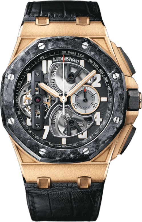 Audemars Piguet,Royal Oak Offshore 44mm,44mm,Pink Gold,Ceramic,Carbon,Black,Handwound,Chronograph,Tourbillon,26288OF,26288OF.OO.D002CR.01