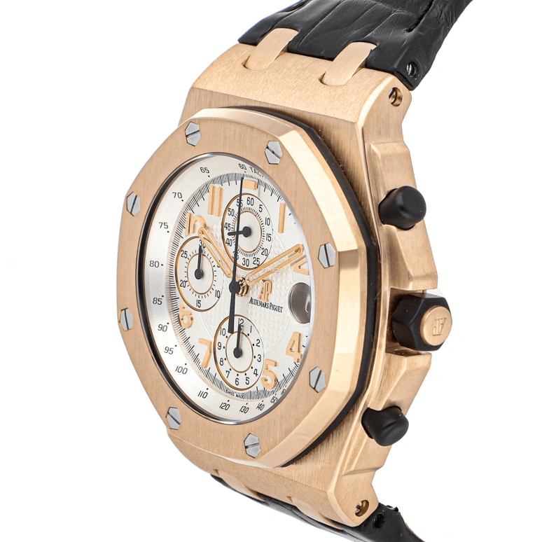 Audemars Piguet,Royal Oak Offshore 44mm,44mm,Pink Gold,Silver,White,Automatic,Chronograph,Day,26061OR,26061OR.OO.D002CR.01