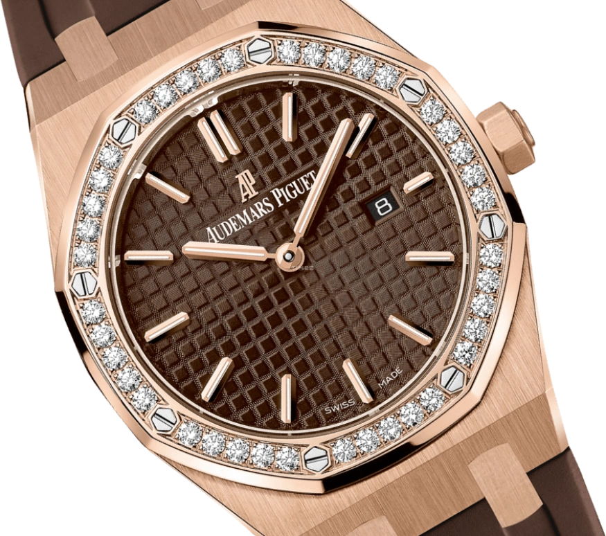 Audemars Piguet,Royal Oak 33mm,33mm,Pink Gold,Brown,Quartz,Day,In-house Caliber,67651OR,67651OR.ZZ.D080CA.01