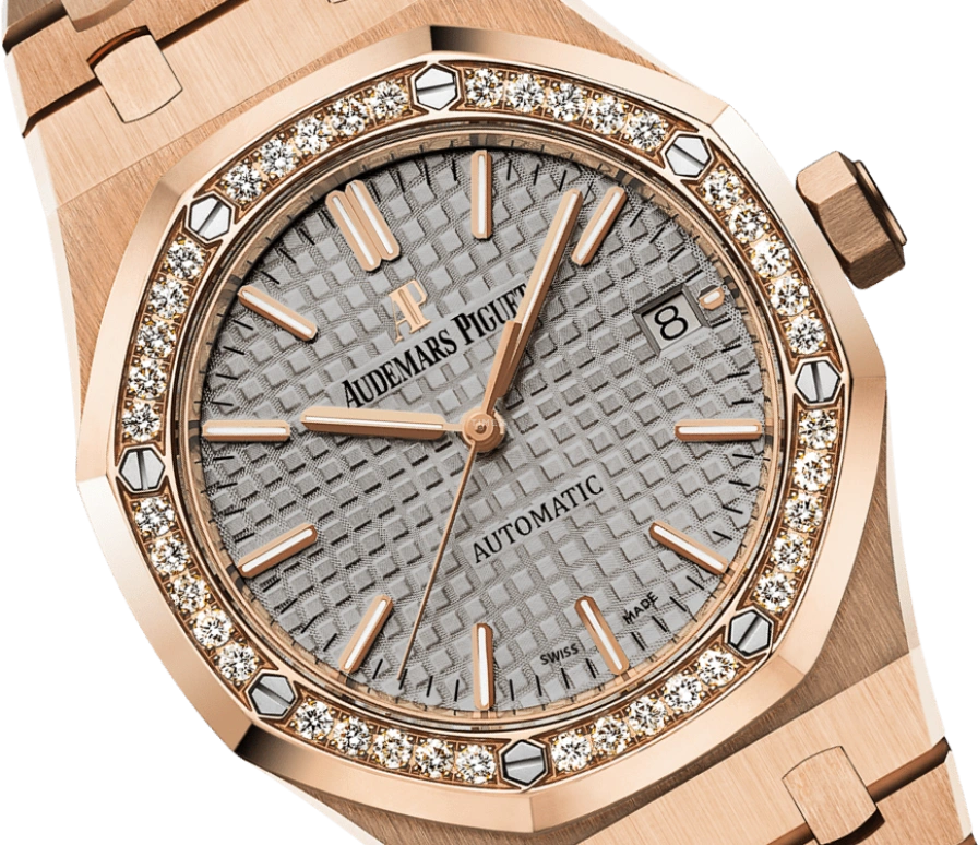 Audemars Piguet,Royal Oak 37mm,37mm,Pink Gold,Grey,Automatic,Day,60hours,15451OR,15451OR.ZZ.1256OR.02