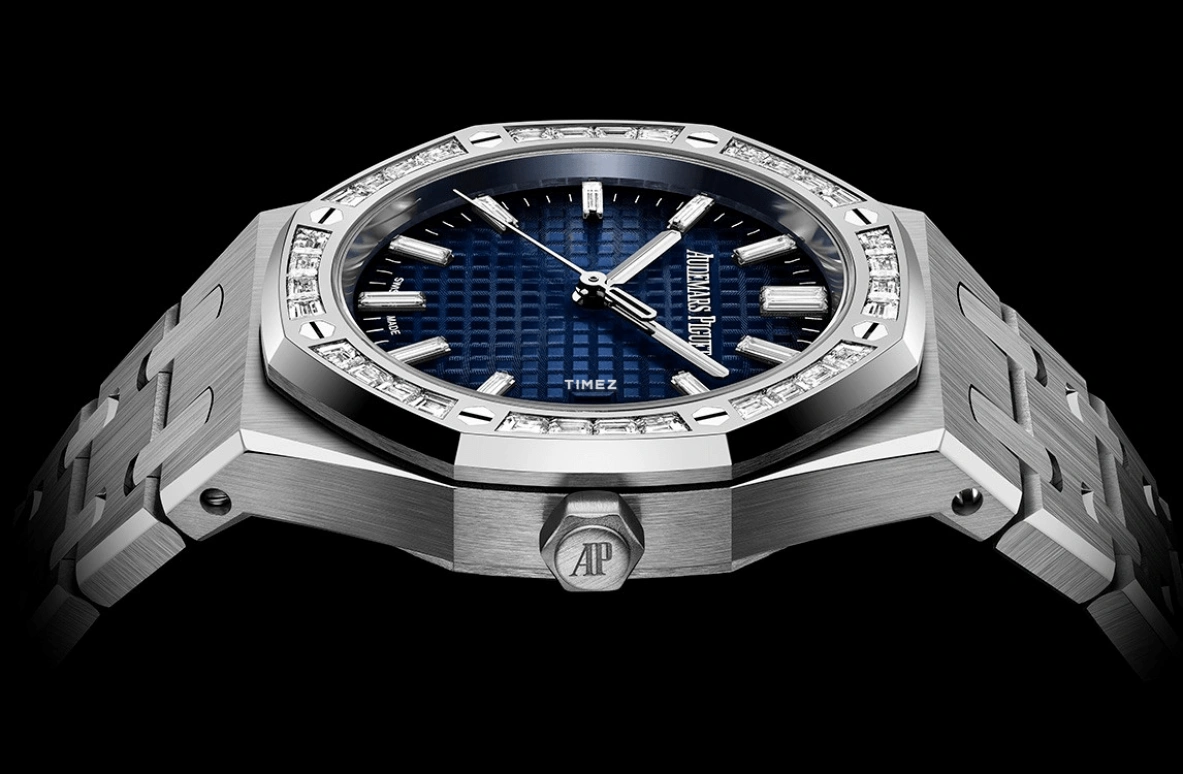 Audemars Piguet,Royal Oak 34mm,34mm,White Gold,Blue,Automatic,Day,50hours,77451BC,77451BC.ZZ.1261BC.01