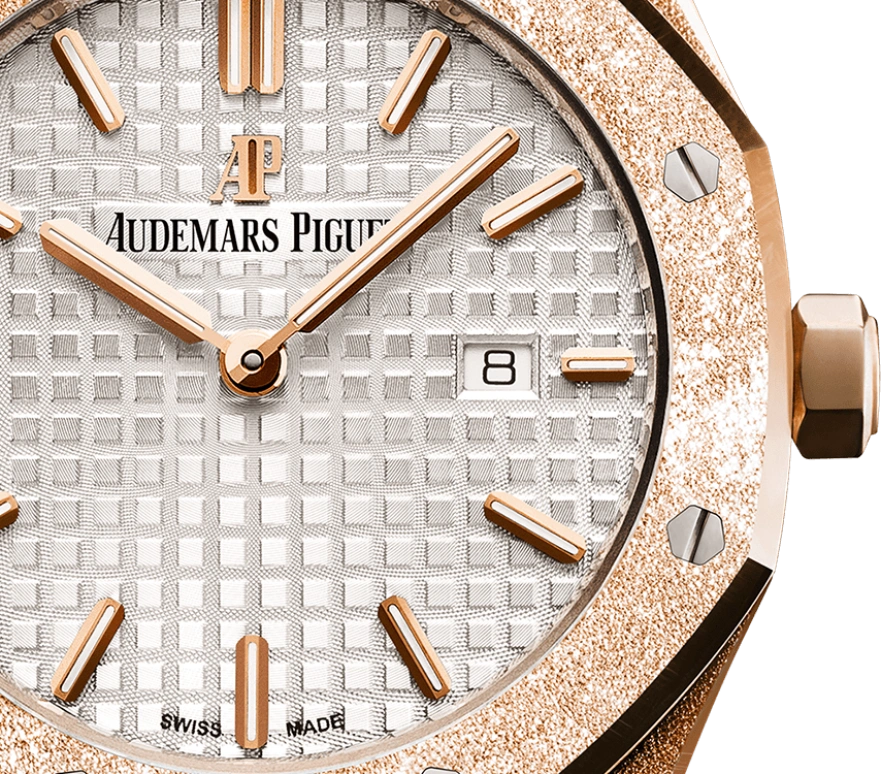 Audemars Piguet,Royal Oak 33mm,33mm,Rose Gold,Silver,White,Silver White,Quartz,Day,In-house Caliber,67653OR,67653OR.GG.1263OR.01