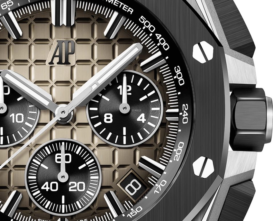 Audemars Piguet,Royal Oak Offshore 43mm,43mm,Ceramic,Stainless Steel,Brown,Automatic,Chronograph,Day,Flyback,26420SO,26420SO.OO.A600CA.01