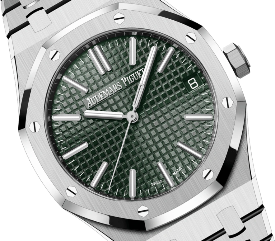 Audemars Piguet,Royal Oak 41mm,41mm,Stainless Steel,Green,Automatic,Day,70hours,15510ST,15510ST.OO.1320ST.04 50th