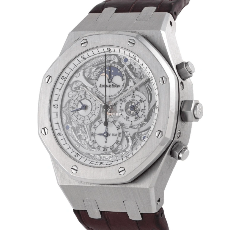 Audemars Piguet,Royal Oak 44mm,44mm,Stainless Steel,White,Automatic,Chronograph,Moonphase,Perpetual Calendar,Month,45hours,In-house Caliber,26065ST,26065ST.OO.D088CR.01