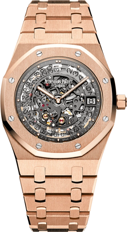 Audemars Piguet,Royal Oak 39mm,39mm,Rose Gold,Skeleton,Stone Gray,Automatic,Day,40hours,15204OR,15204OR.OO.1240OR.01