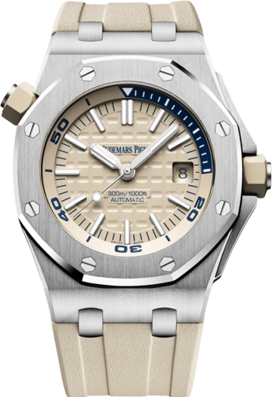Audemars Piguet,Royal Oak Offshore 42mm,42mm,Stainless Steel,Beige,Automatic,Day,60hours,15710ST,15710ST.OO.A085CA.01