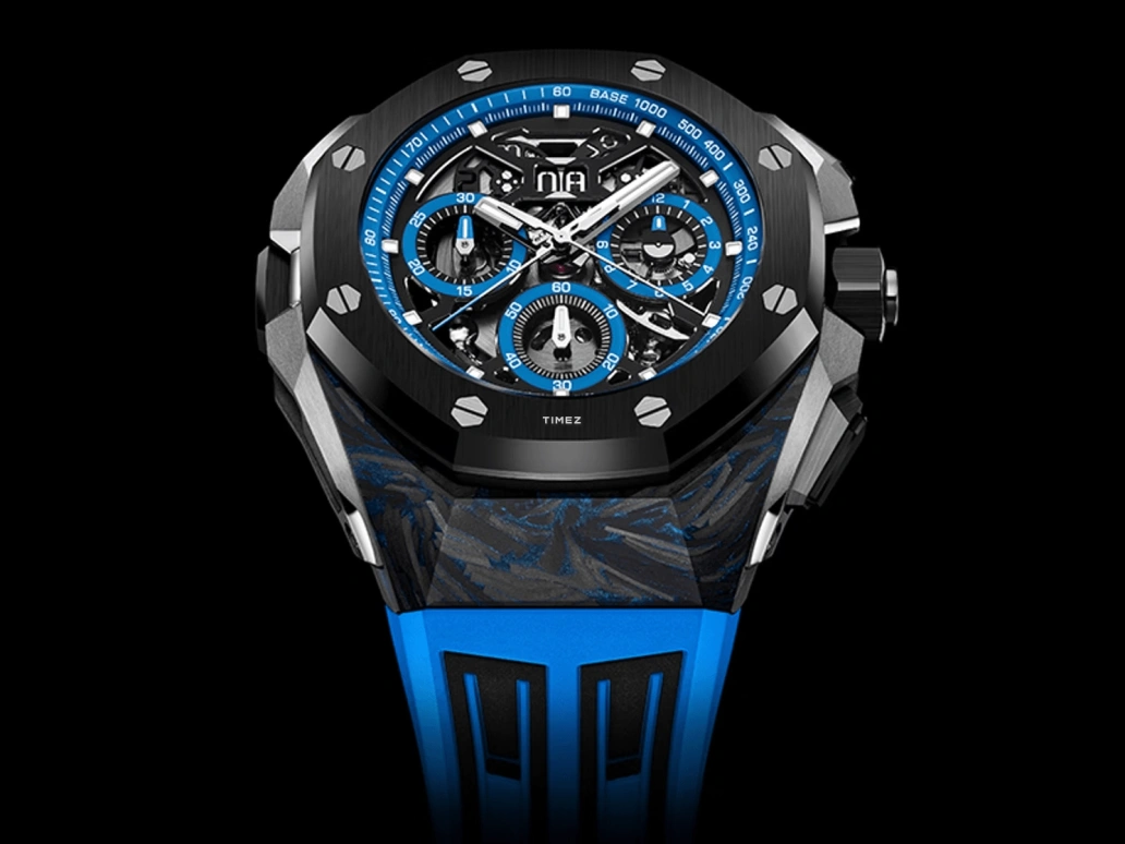 Audemars Piguet,Royal Oak Concept 43mm,43mm,Forged Carbon,Black,Blue,Skeleton,Automatic,Chronograph,Dule Time,Rattrapante,Big Date,70hours,In-house Caliber,26650FO,26650FO.OO.D353CA.01