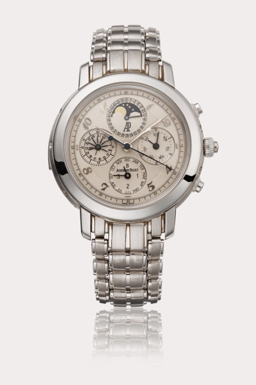 Audemars Piguet,Jules Audemars 42mm,42mm,Platinum,White,Automatic,Moonphase,Perpetual Calendar,Leap Year,Month,Round,Silver,25806