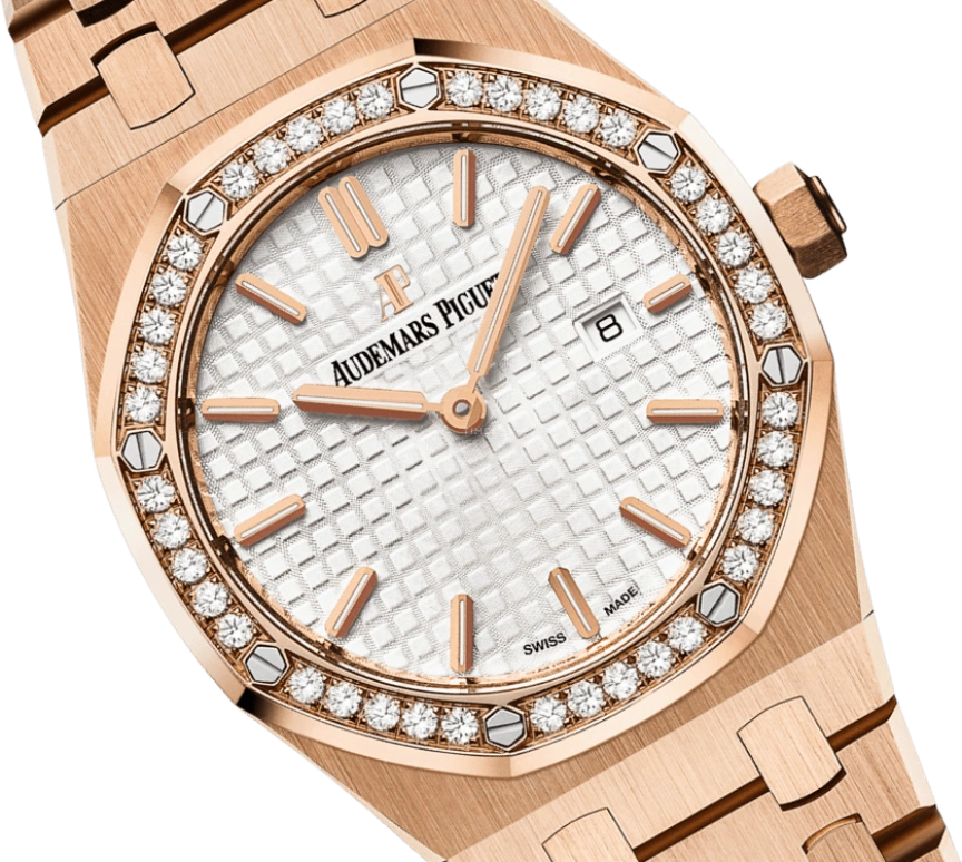 Audemars Piguet,Royal Oak 33mm,33mm,Pink Gold,Silver,White,Silver White,Quartz,Day,In-house Caliber,67651OR,67651OR.ZZ.1261OR.01