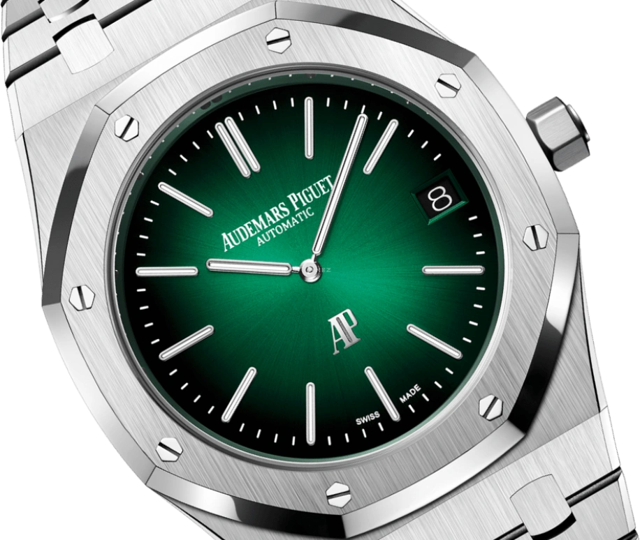 Audemars Piguet,Royal Oak 39mm,39mm,Platinum,Green,Automatic,Day,40hours,15202PT,15202PT.OO.1240PT.01