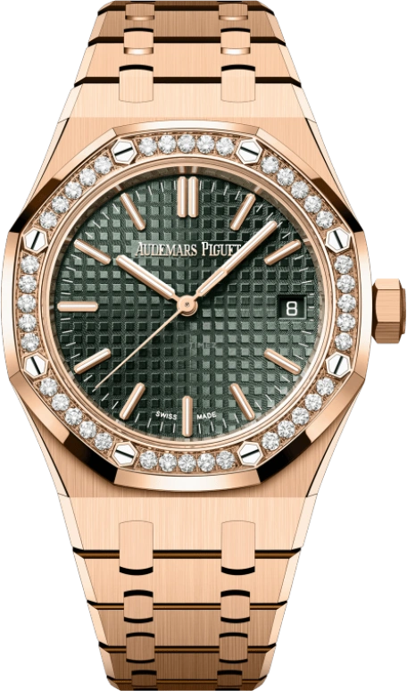 Audemars Piguet,Royal Oak 37mm,37mm,Pink Gold,Green,Automatic,Day,60hours,15551OR,15551OR.ZZ.1356OR.03 50th