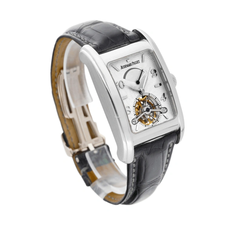 Audemars Piguet,Edward 29x49mm,29x49mm,White Gold,Antique Silver,Handwound,Power Reserve Indicator,Tourbillon,26006BC,26006BC.OO.D002CR.01