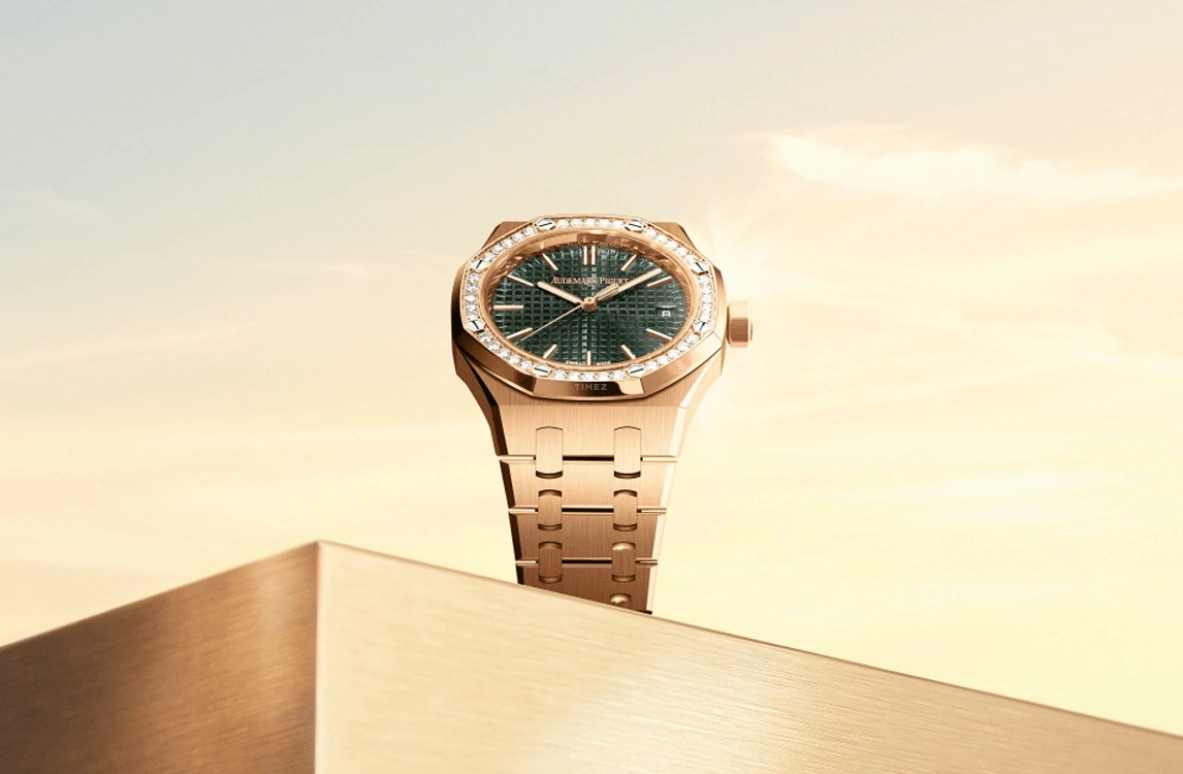 Audemars Piguet,Royal Oak 37mm,37mm,Pink Gold,Green,Automatic,Day,60hours,15551OR,15551OR.ZZ.1356OR.03 50th