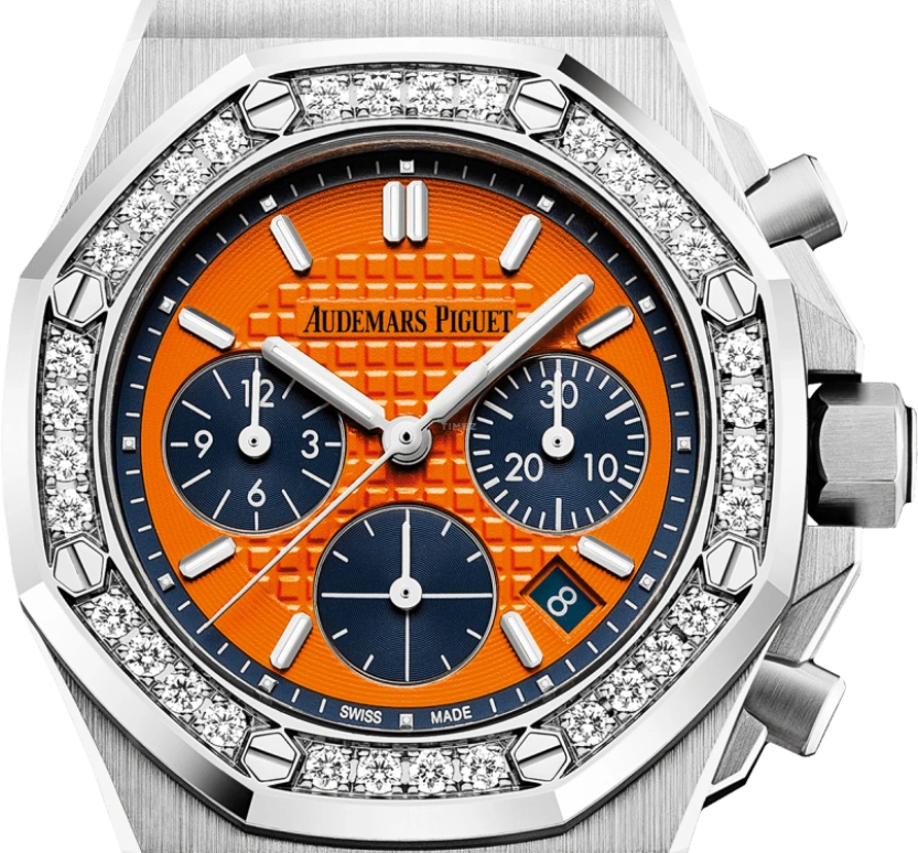 Audemars Piguet,Royal Oak Offshore 37mm,37mm,Stainless Steel,Orange,Blue,Automatic,Chronograph,Day,26231ST,26231ST.ZZ.D070CA.01