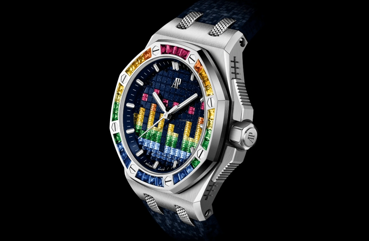 Audemars Piguet,Royal Oak Offshore 37mm,37mm,White Gold,Multi-Color,Orange,Blue,Green,Automatic,60hours,In-house Caliber,77601BC,77601BC.YY.D343CA.01