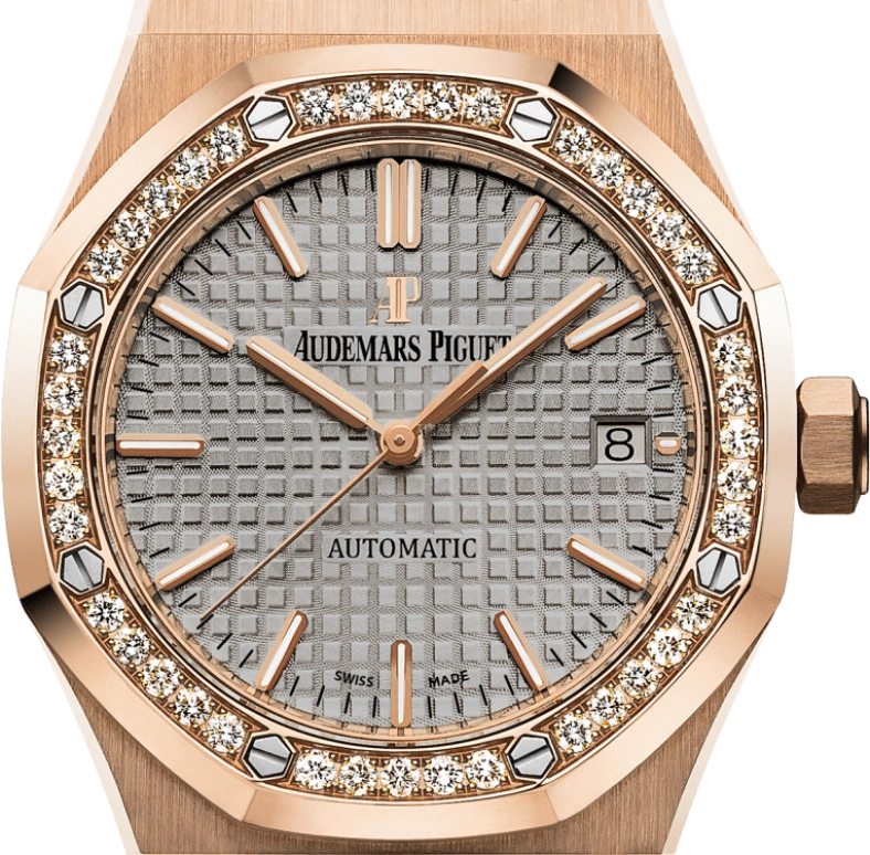 Audemars Piguet,Royal Oak 37mm,37mm,Pink Gold,Grey,Automatic,Day,60hours,15451OR,15451OR.ZZ.1256OR.02