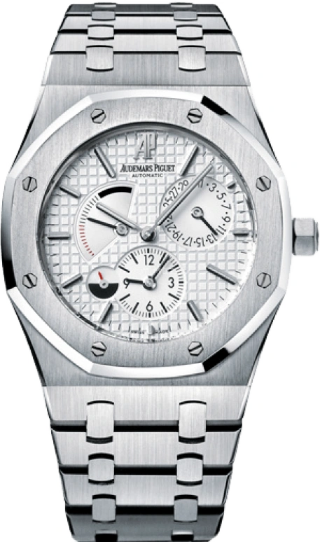 Audemars Piguet,Royal Oak 39mm,39mm,Stainless Steel,Silver,White,Silver White,Automatic,Day,Power Reserve Indicator,Dule Time,Day / Night Indication,38hours,In-house Caliber,26120ST,26120ST.OO.1220ST.01