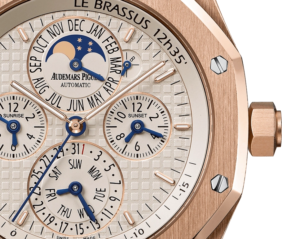 Audemars Piguet,Royal Oak 42mm,42mm,Pink Gold,Silver,White,Automatic,Moonphase,Perpetual Calendar,Annual Calendar,Month,40hours,In-house Caliber,26603OR,26603OR.OO.D092CR.01