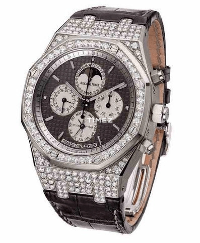 Audemars Piguet,Royal Oak Offshore 44mm,44mm,White Gold,Grey,Automatic,Chronograph,Moonphase,Perpetual Calendar,Leap Year,Octagon,Silver,25990BC,25990BC.ZZ.D005CR.01