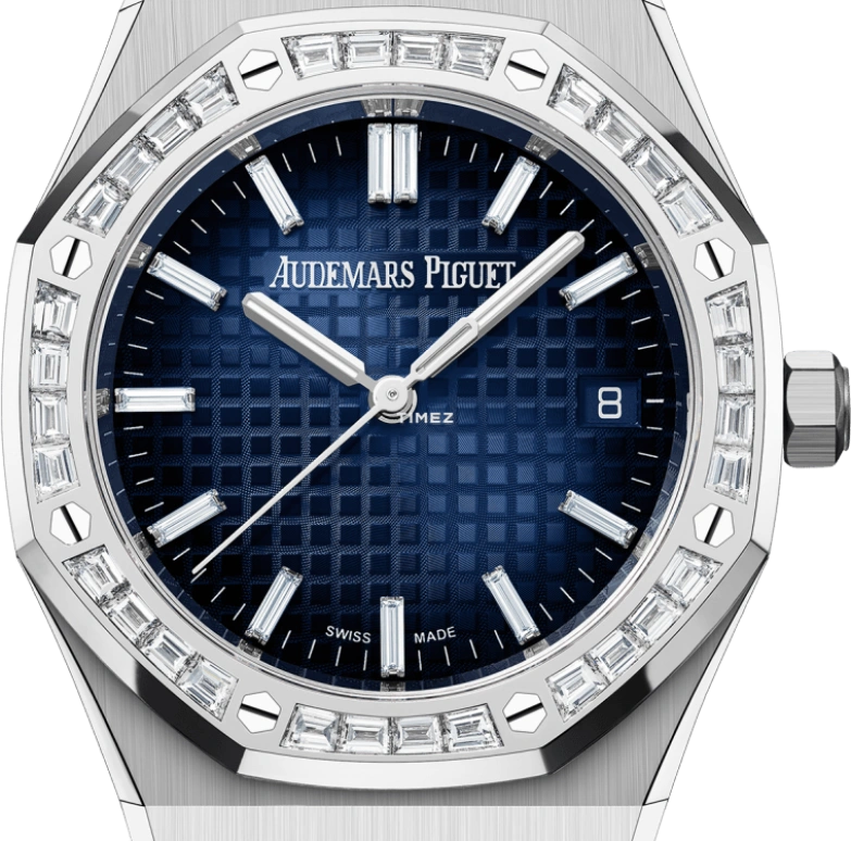 Audemars Piguet,Royal Oak 34mm,34mm,White Gold,Blue,Automatic,Day,50hours,77451BC,77451BC.ZZ.1261BC.01