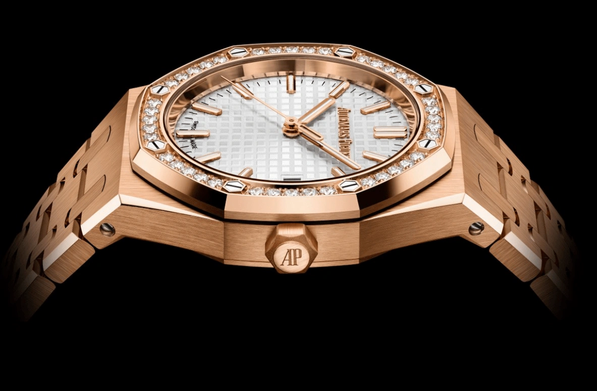 Audemars Piguet,Royal Oak 34mm,34mm,Rose Gold,Silver,White,Automatic,Day,50hours,77451OR,77451OR.ZZ.1361OR.01