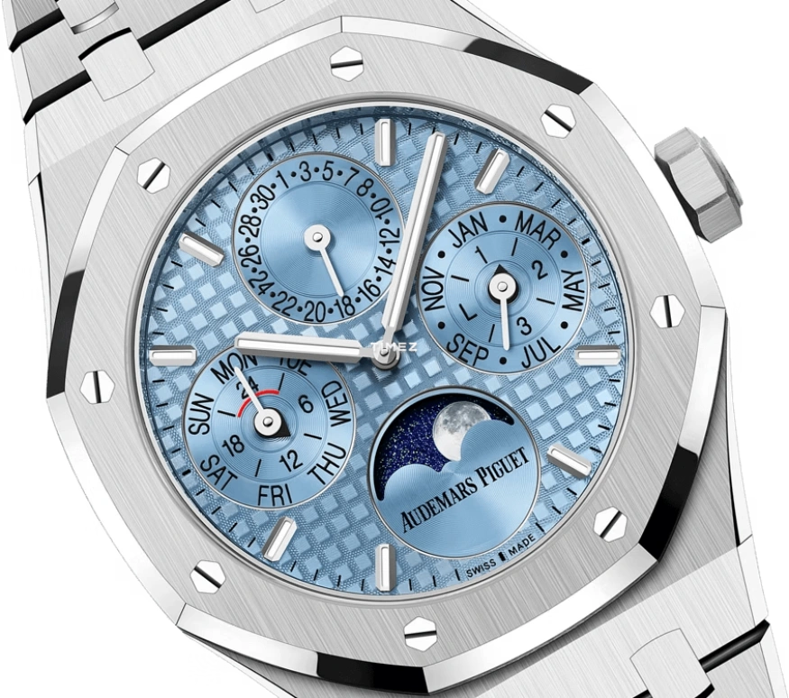 Audemars Piguet,Royal Oak 38mm,38mm,Stainless Steel,Ice Blue,Automatic,Moonphase,Perpetual Calendar,Leap Year,Month,55hours,In-house Caliber,26684ST,26684ST.OO.1356ST.01
