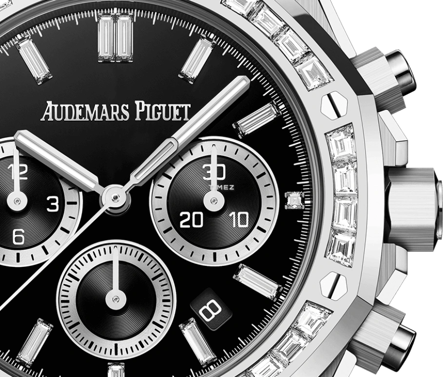 Audemars Piguet,Royal Oak 38mm,38mm,White Gold,Black,Automatic,Chronograph,Day,26715BC,26715BC.ZZ.1356BC.02