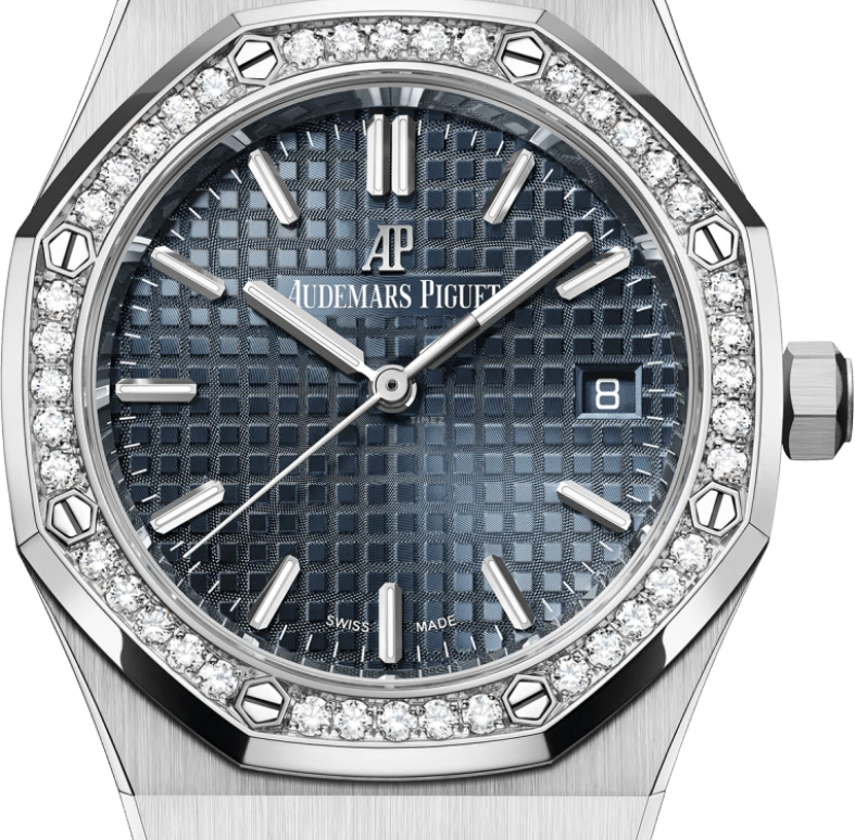 Audemars Piguet,Royal Oak 34mm,34mm,Stainless Steel,Blue,Automatic,Day,50hours,77351ST,77351ST.ZZ.1261ST.01