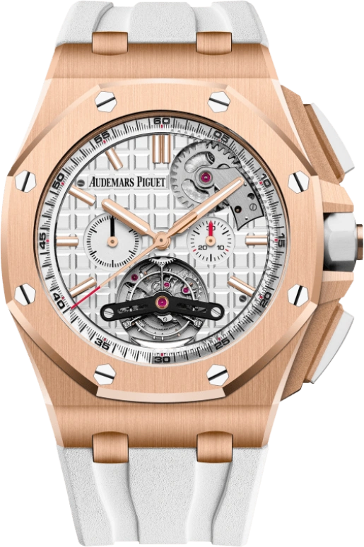 Audemars Piguet,Royal Oak Offshore 44mm,44mm,Pink Gold,Ceramic,White,Silver,Automatic,Chronograph,Tourbillon,26540OR,26540OR.OO.A010CA.01