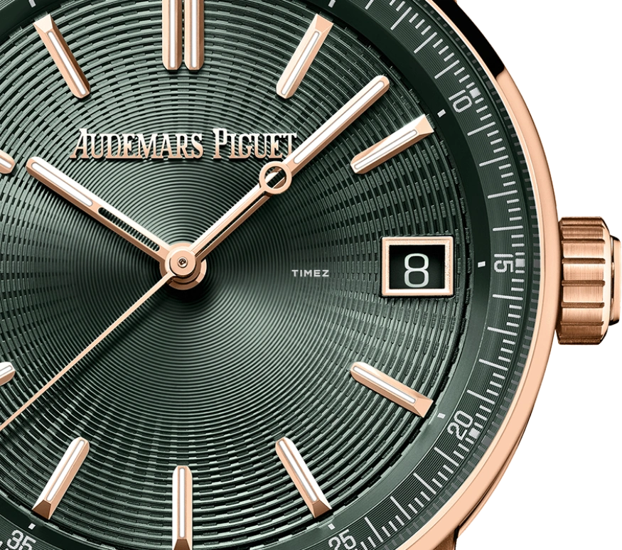 Audemars Piguet,CODE 11.59 41mm,41mm,Rose Gold,Green,Automatic,Day,70hours,15210OR,15210OR.OO.A056KB.01