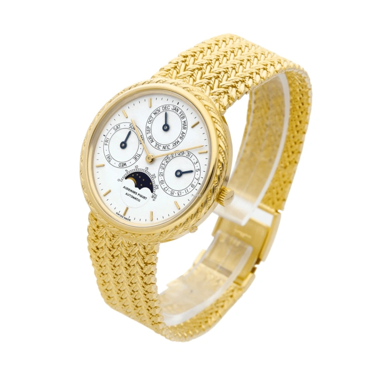 Audemars Piguet,Other 36mm,36mm,Yellow Gold,White,Automatic,Moonphase,Perpetual Calendar,Month,Date,Sapphire,Crystal Glass,Round,5548BA