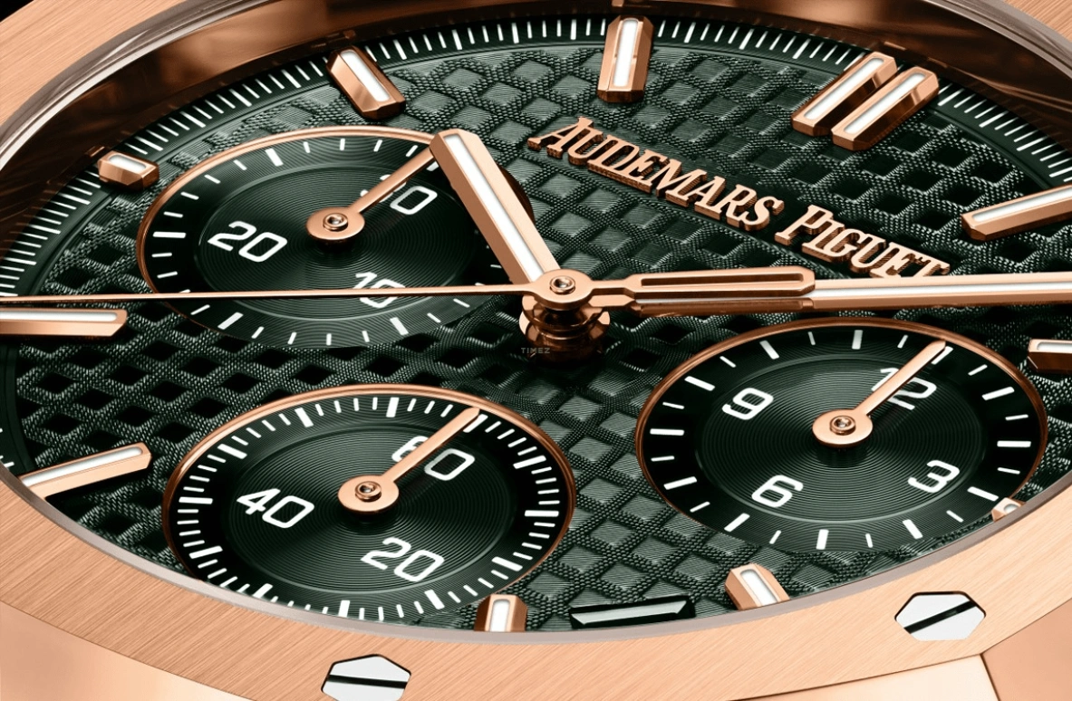 Audemars Piguet,Royal Oak 41mm,41mm,Pink Gold,Green,Automatic,Chronograph,Day,26240OR,26240OR.OO.1320OR.04 50th