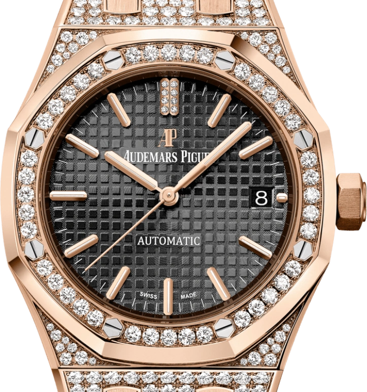 Audemars Piguet,Royal Oak 37mm,37mm,Rose Gold,Grey,Automatic,Day,60hours,15452OR,15452OR.ZZ.D003CR.01