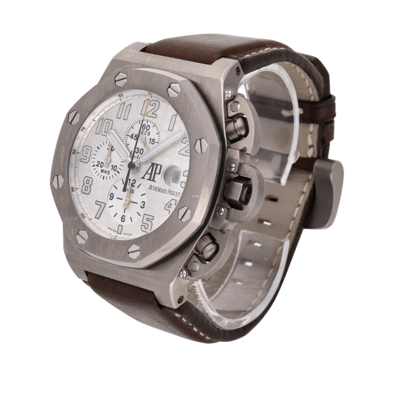 Audemars Piguet,Royal Oak Offshore 48mm,48mm,Titanium,Silver,Silver White,White,Automatic,Chronograph,Day,25863TI,25863TI.O.A080CU.01