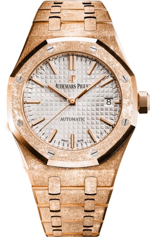Audemars Piguet,Royal Oak 37mm,37mm,Pink Gold,Silver,White,Silver White,Automatic,Day,60hours,15454OR,15454OR.GG.1259OR.01