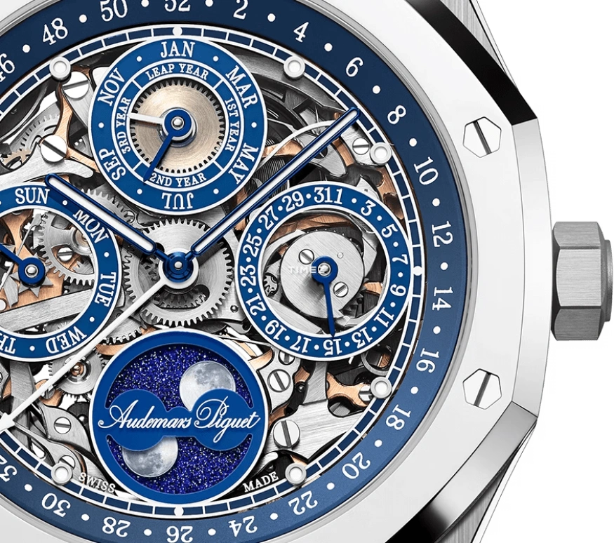 Audemars Piguet,Royal Oak 41mm,41mm,Titanium,Blue,Automatic,Moonphase,Perpetual Calendar,Leap Year,Month,40hours,In-house Caliber,26585XT,26585XT.OO.1220XT.01